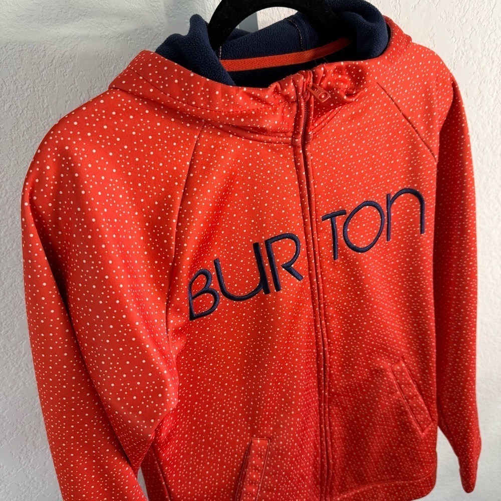 Burton WB Peak Hoodie Orange Fleece Lined Full Zip Ski Jacket Women's Large Snow - Picture 3 of 14